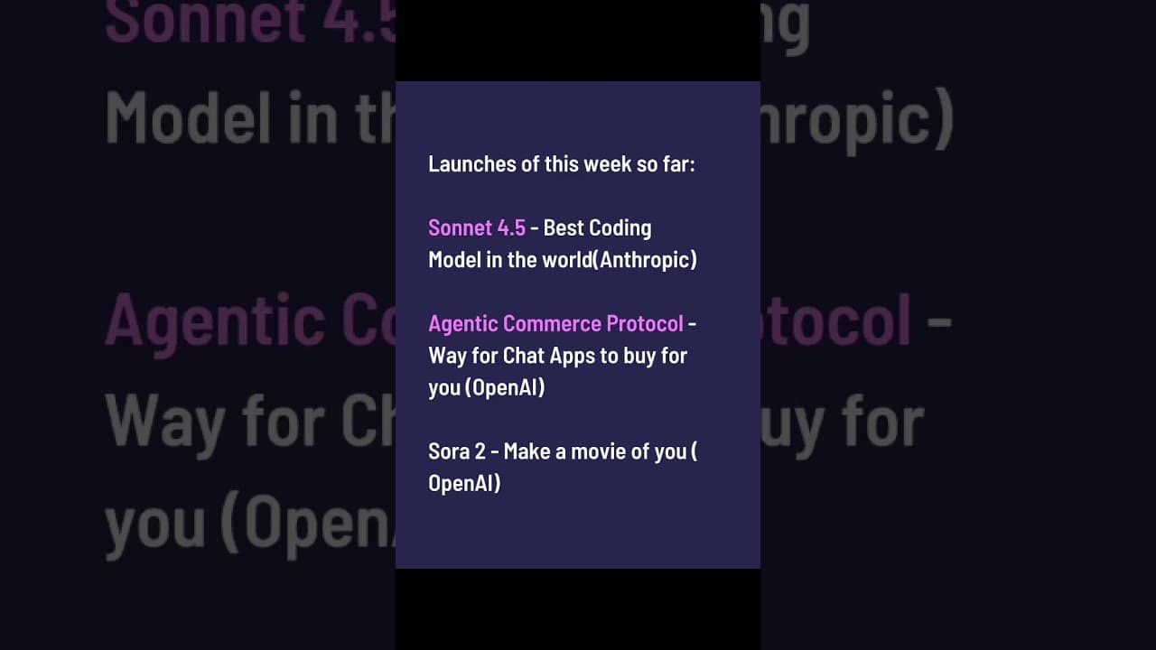 Insane start to the week! Sora 2, Agentic Commerce Protocol, Sonnet 4.5. What else?